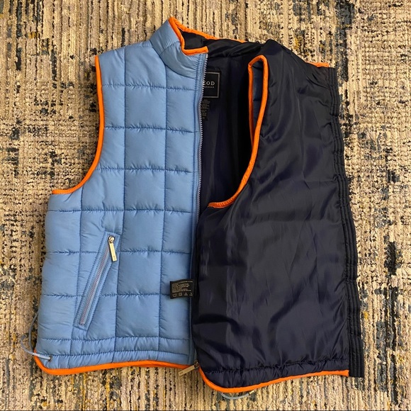 Unisex Quilted Puffer Vest Blue Orange Men L - Picture 2 of 6